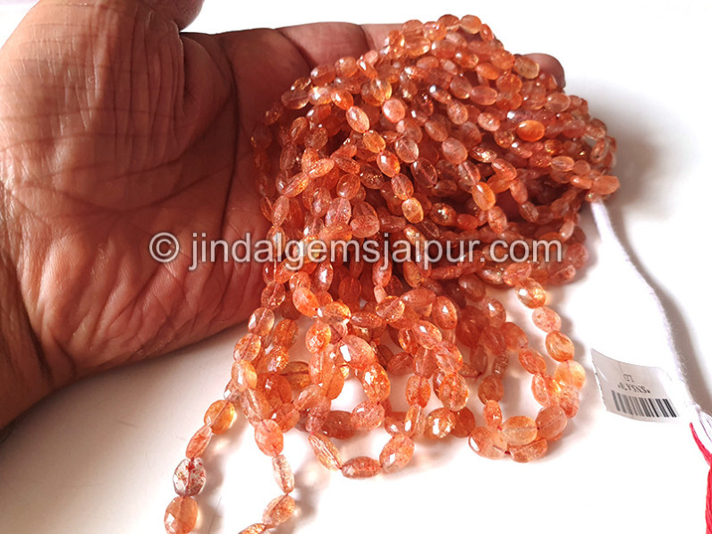 Sunstone Faceted Oval Shape Beads