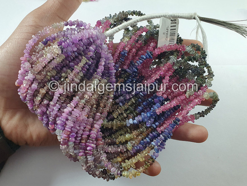 Multi Sapphire Smooth Chips Beads