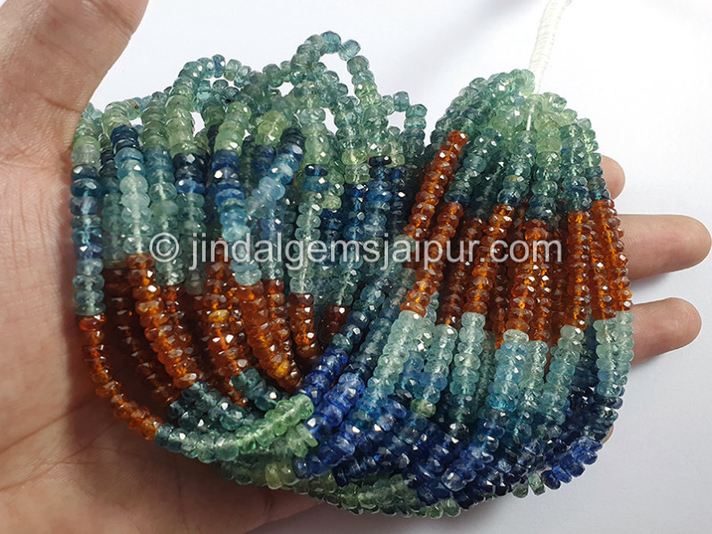Multi Kyanite Faceted Roundelle Shape Beads