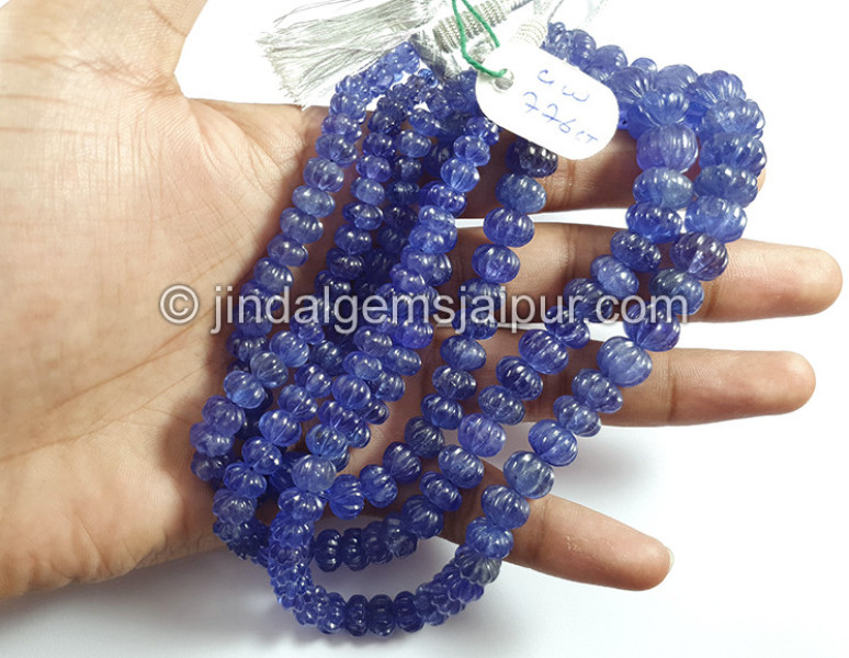 Tanzanite Carved Pumpkin Shape Beads