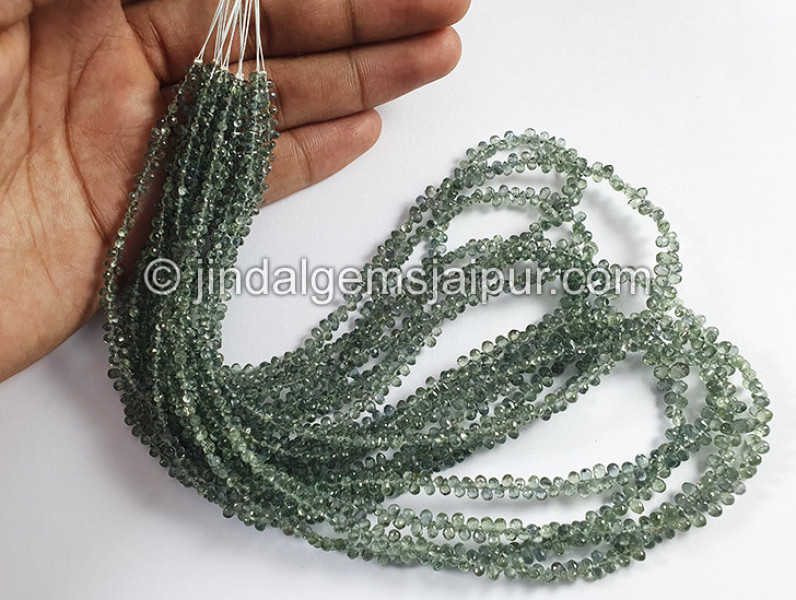 Green Sapphire Faceted Drops Beads