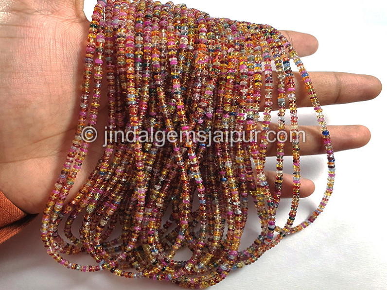 Natural Multi Sapphire Smooth Roundelle Shape Beads