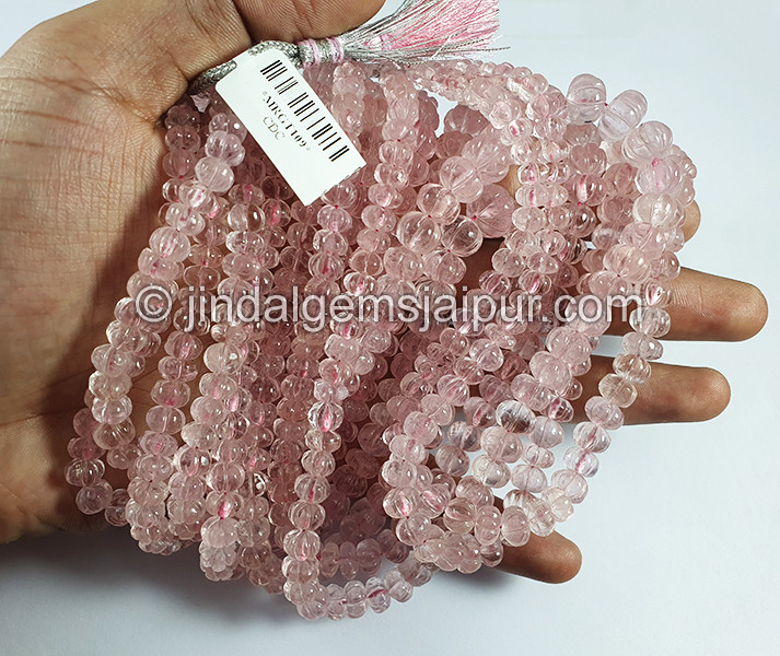 Morganite Carved Pumpkin Shape Beads