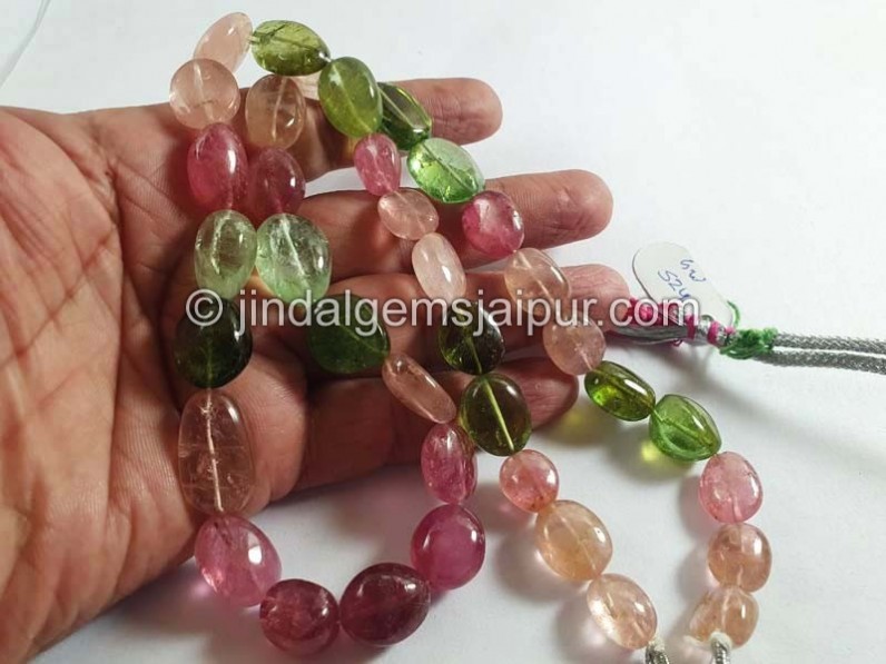 Multi Pink & Green Tourmaline Far Smooth Nuggets Beads