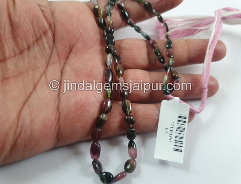 Bi Color Tourmaline Smooth Oval Beads