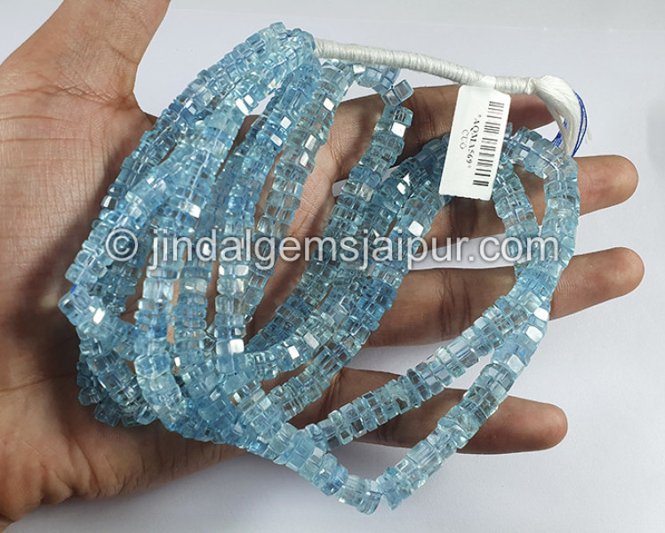 Aquamarine Step Cut Bolt Shape Beads