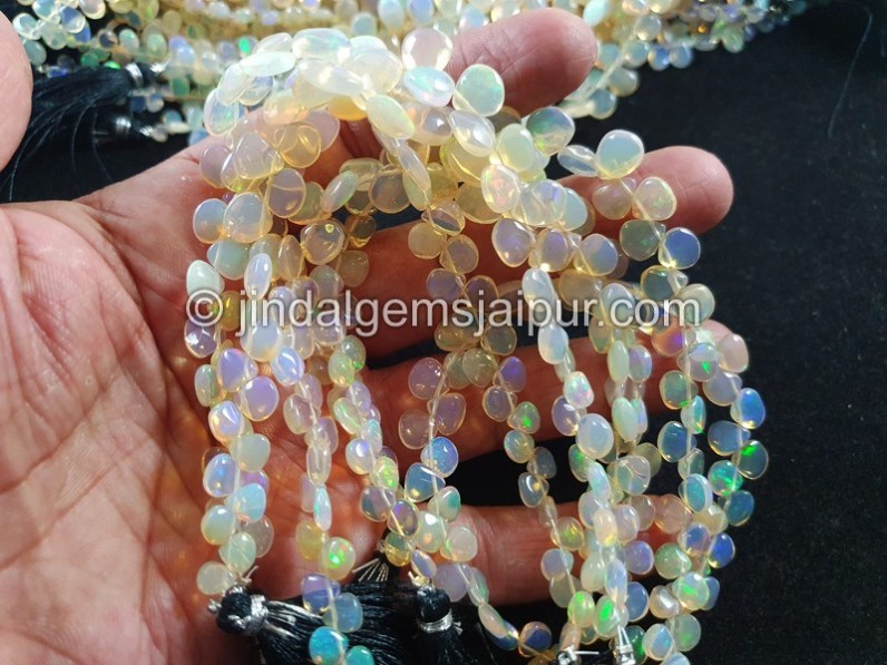 Yellow Ethiopian Opal Smooth Heart Beads
