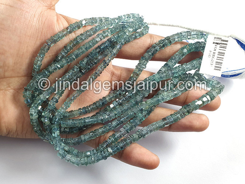 Teal Blue Tourmaline Step Cut Bolt Shape Beads