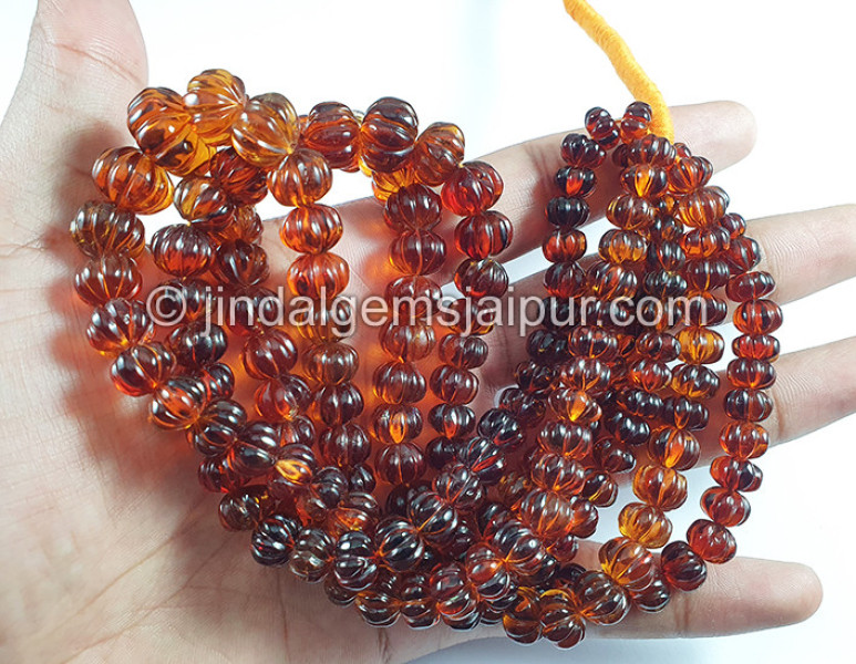 Madeira Citrine Carved Pumpkin Shape Beads