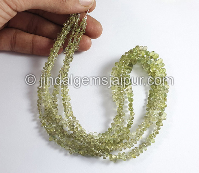 Lime Green Sapphire Faceted Drops Shape Beads