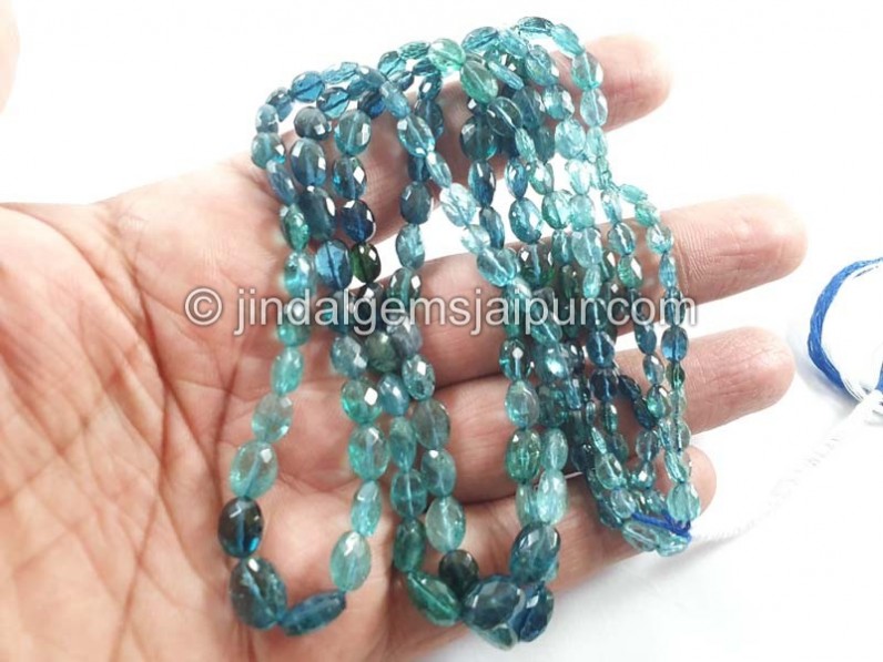 Blue Tourmaline Shaded Faceted Oval Beads