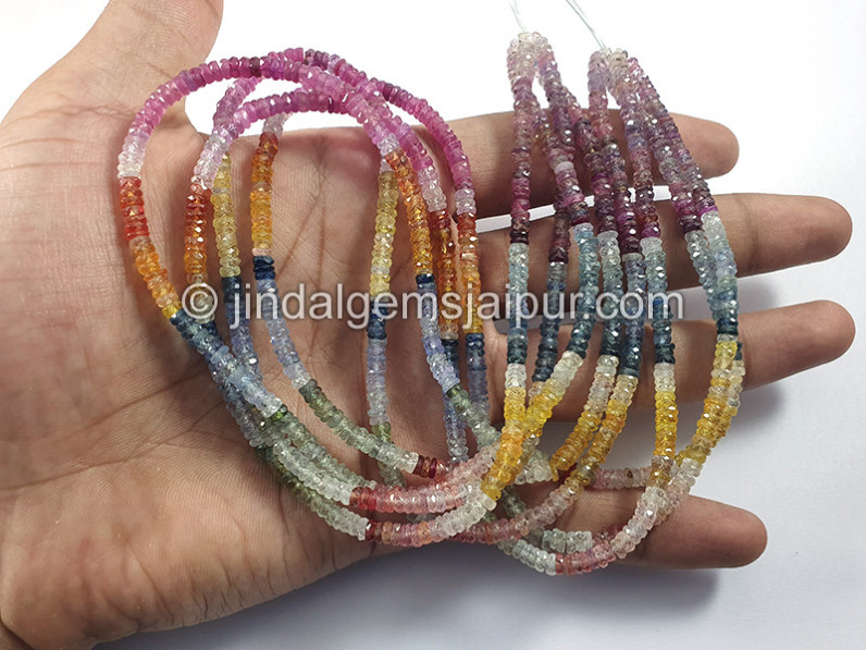 Multi Sapphire Faceted Tyre Shape Beads