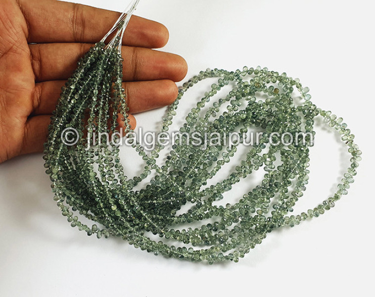 Green Sapphire Faceted Drops Shape Beads