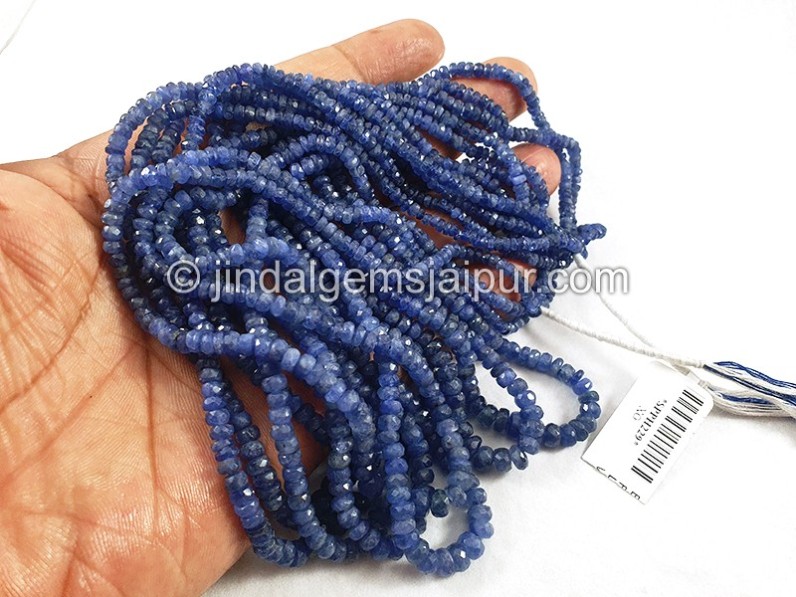 Blue Sapphire Burma Faceted Roundelle Shape Beads
