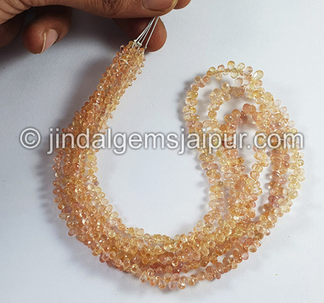 Coral Peach Sapphire Faceted Drops Beads