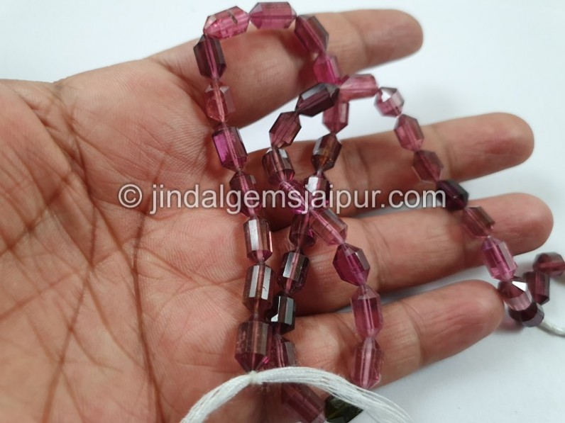 Pink Tourmaline Faceted Capsule Beads