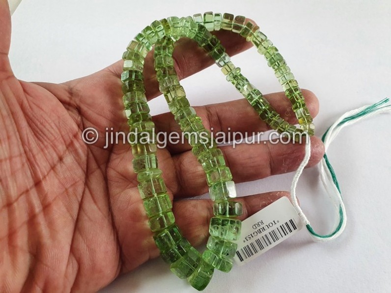 Mint Green Tourmaline Step Cut Bolt Beads