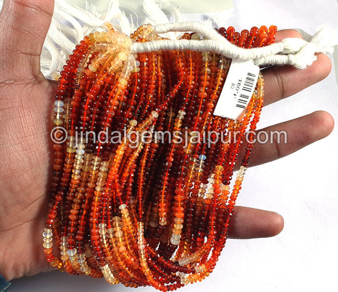 Fire Opal Smooth Roundelle Shape Small Beads
