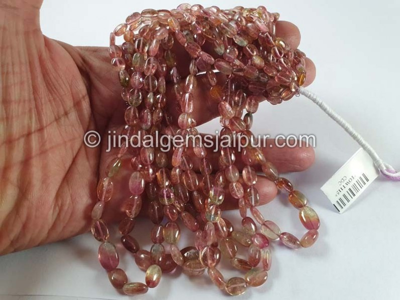 Bi Color Tourmaline Smooth Oval Beads