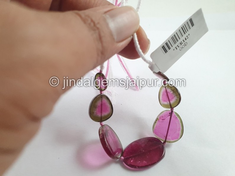 Watermelon Tourmaline Smooth Slices Beads