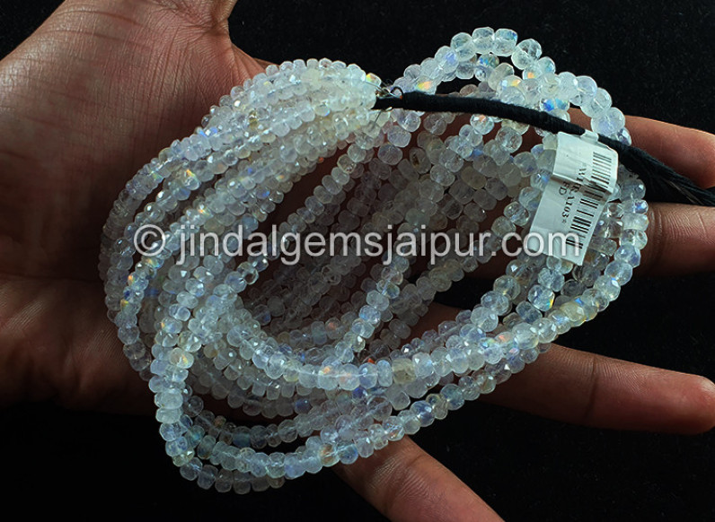 White Rainbow Madagascar Faceted Roundelle Shape Beads