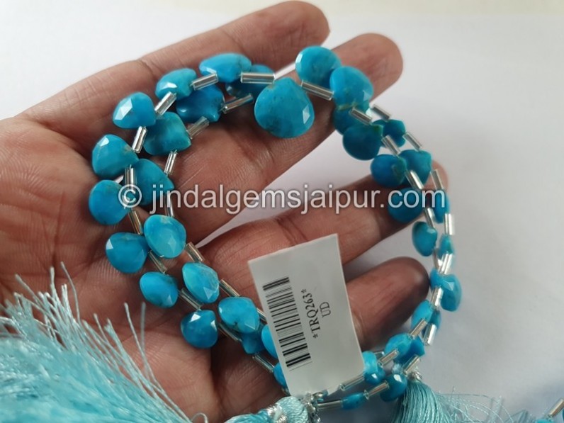 Turquoise Arizona Faceted Heart Shape Beads