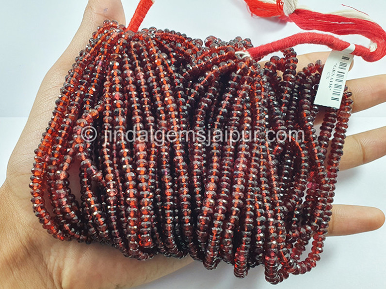 Red Garnet Faceted Roundelle Shape Beads