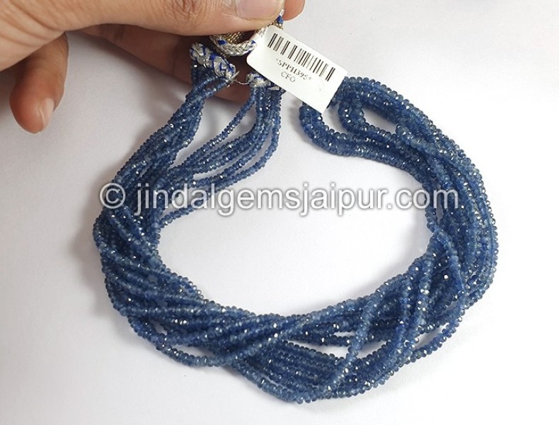 Blue Sapphire Burma Faceted Roundelle Shape Beads