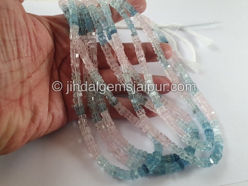 Multi Aquamarine Step Cut Bolt Beads