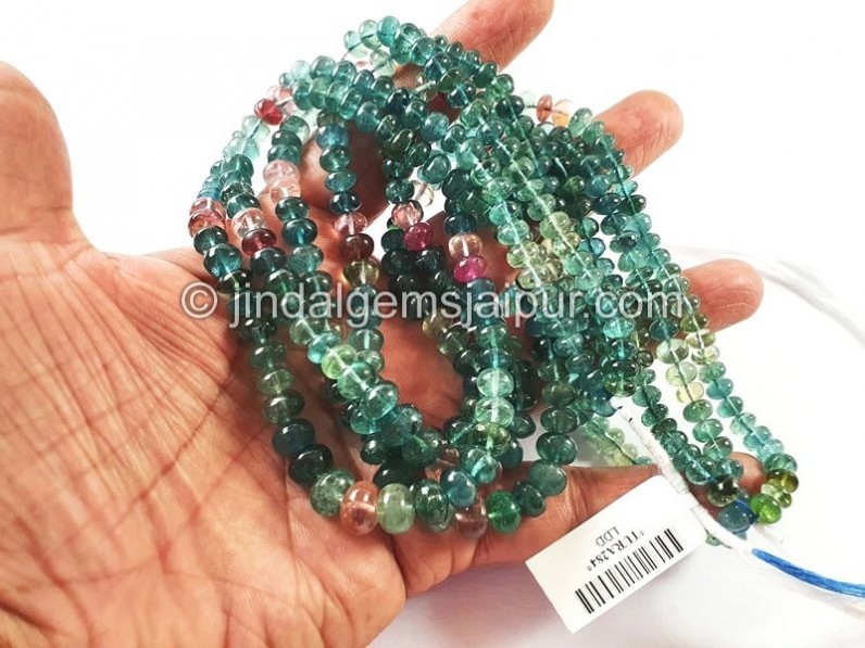 Blue Tourmaline Shaded Smooth Roundelle Beads