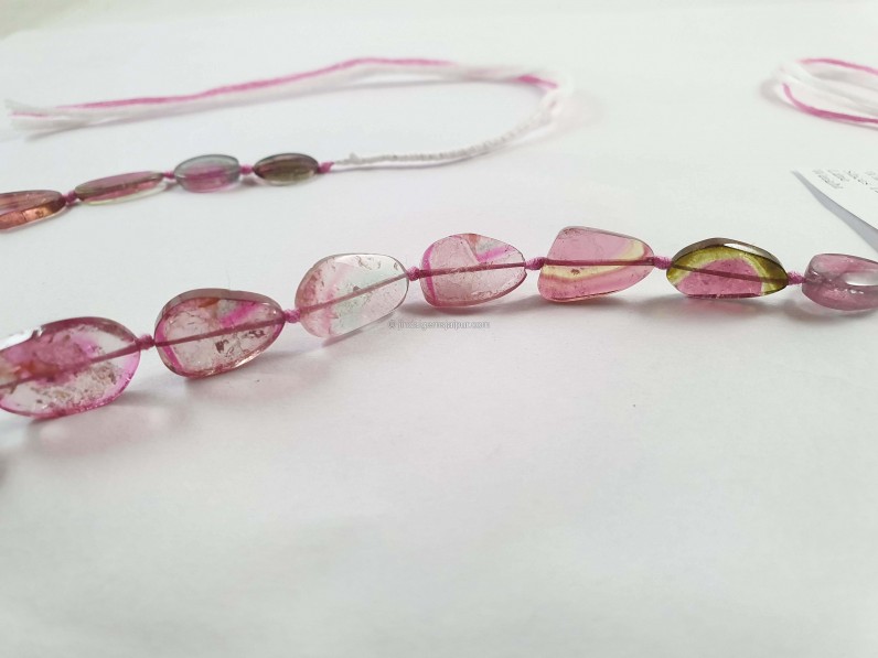 Watermelon Tourmaline Smooth Slices Beads