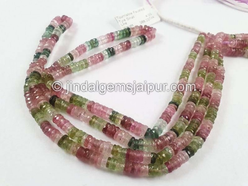 Tourmaline Faceted Tyre Beads