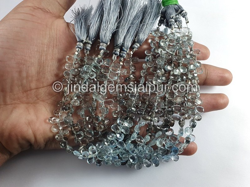 Moss Aquamarine Smooth Pear Shape Small Beads