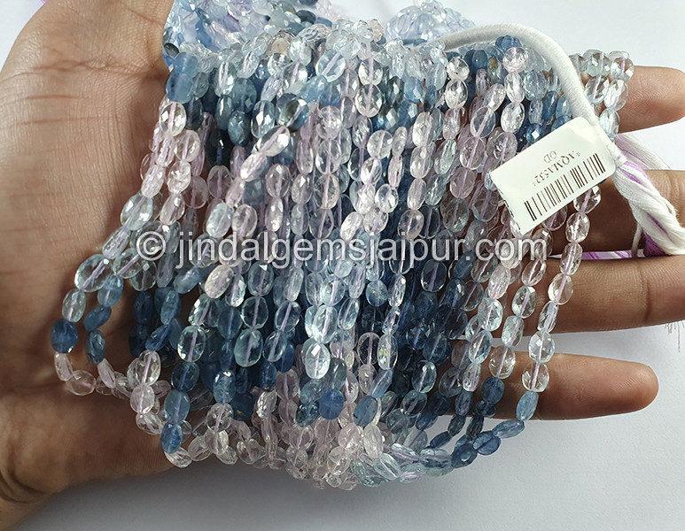 Multi Aquamarine Faceted Oval Shape Beads
