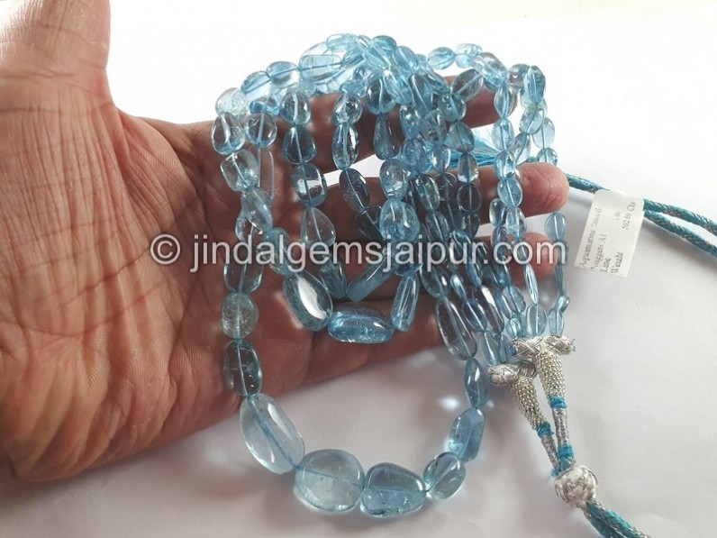 Aquamarine Smooth Nugget Beads