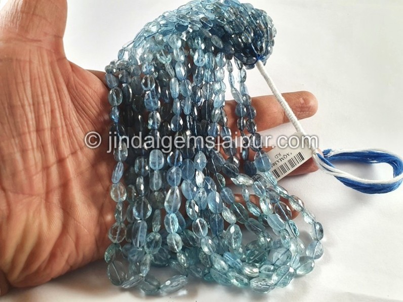 Santa Maria Aquamarine Shaded Faceted Oval Beads -- AQMA238