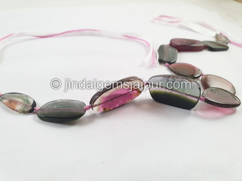 Watermelon Tourmaline Smooth Slices Beads