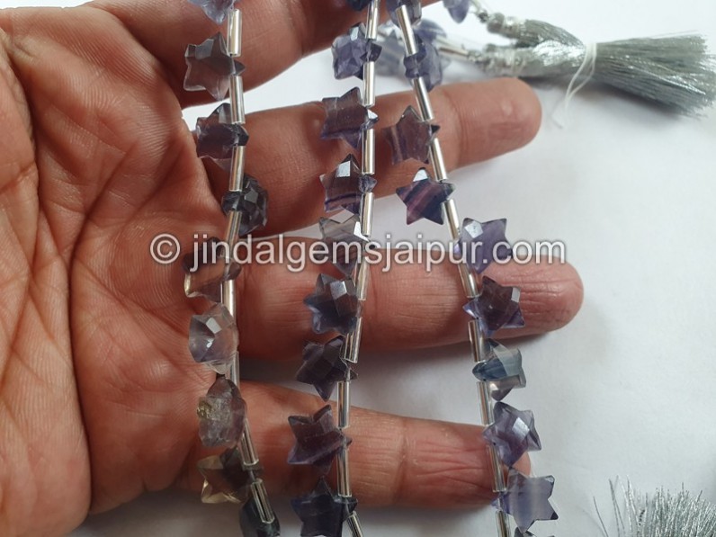 Fluorite Blue Faceted Star Beads