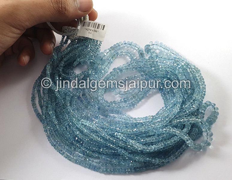 Aquamarine Faceted Roundelle Shape Beads