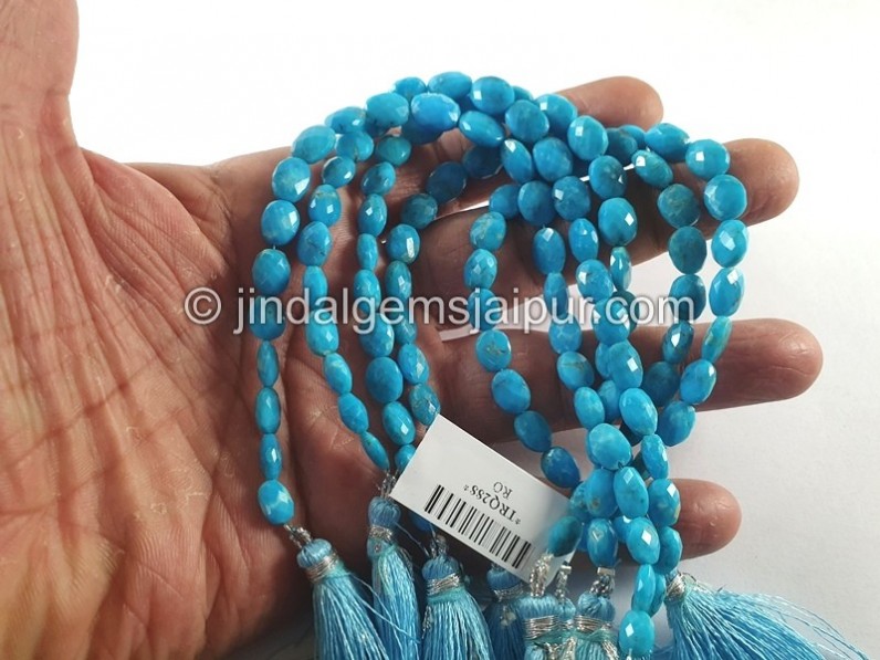 Turquoise Arizona Faceted Oval Shape Beads