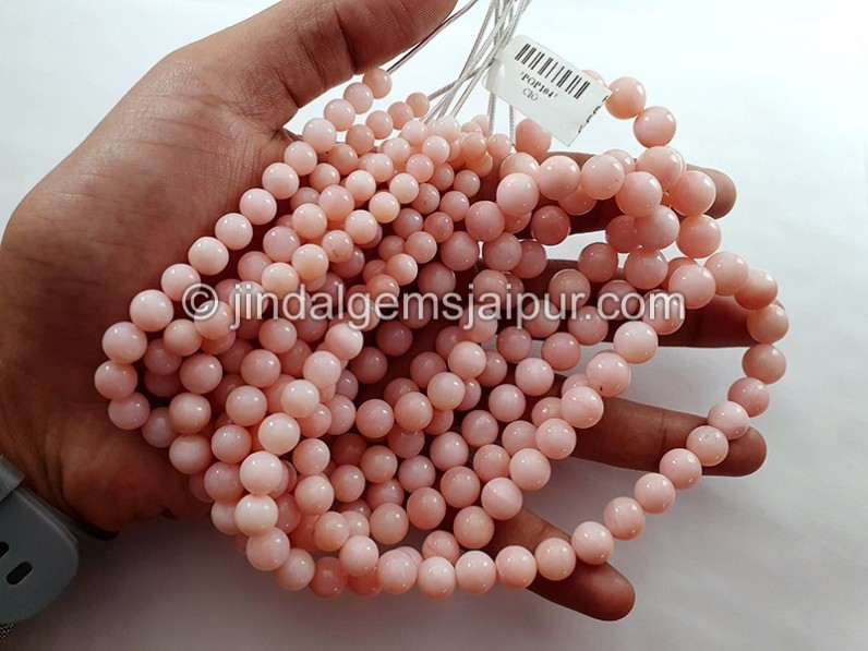 Pink Opal Smooth Balls Shape Beads