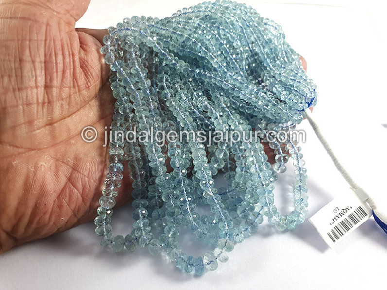 Aquamarine Faceted Roundelle Shape Beads