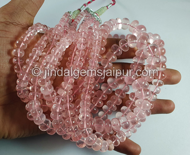 Rose Quartz Smooth Roundelle Shape Beads