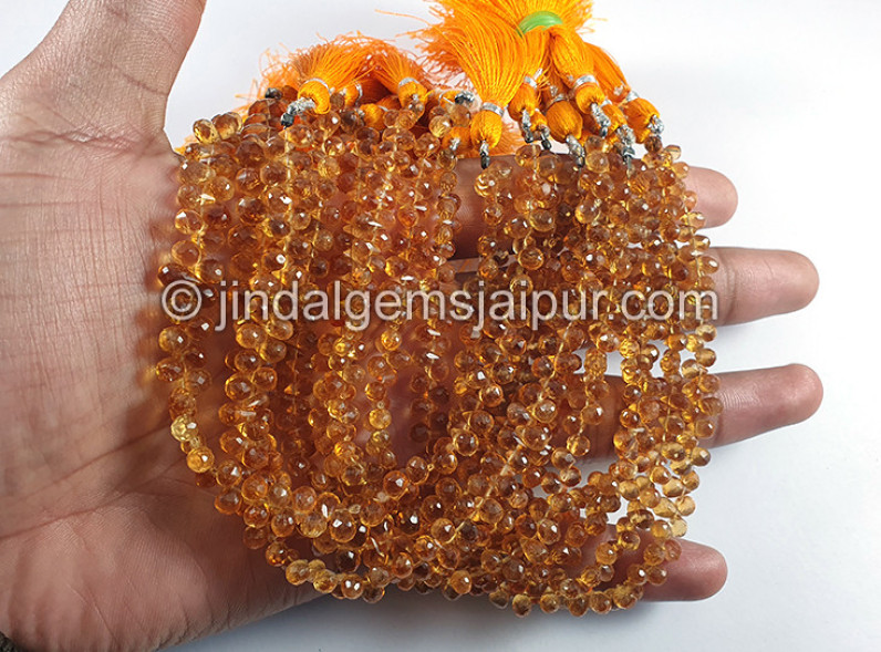 Madeira  Citrine Faceted Drops Shape Beads