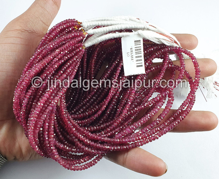 Ruby Faceted Roundelle Shape Beads
