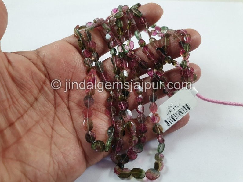 Bi Color Tourmaline Flat Slice Oval Beads