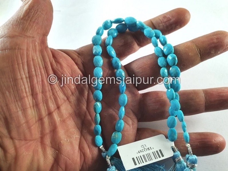 Turquoise Arizona Faceted Oval Shape Beads