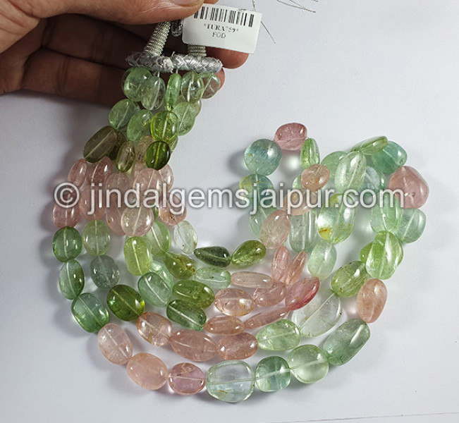 Pastel Tourmaline Smooth Nuggets Shape Beads