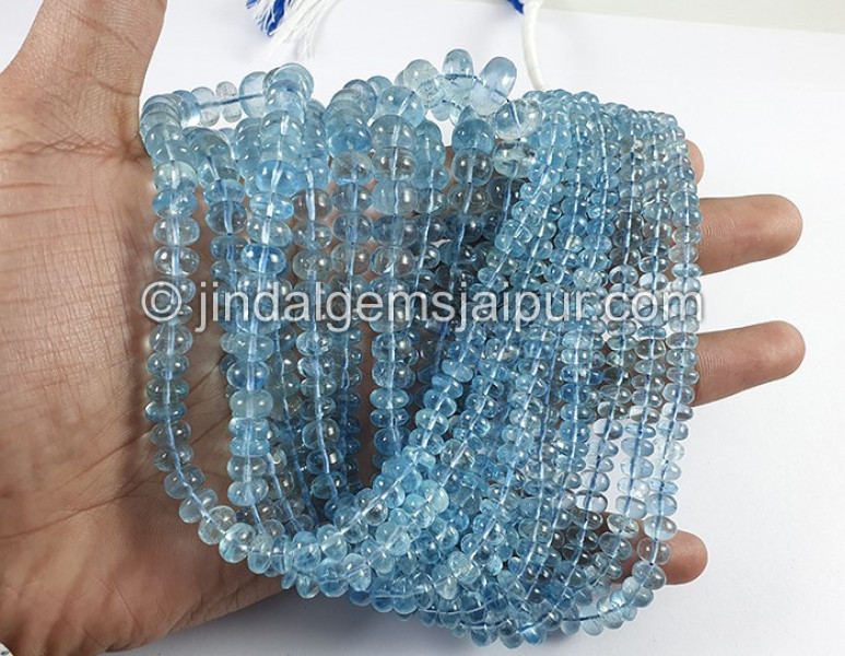 Aquamarine Smooth Roundelle Shape Beads