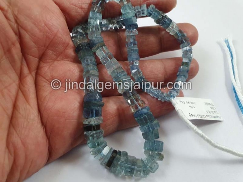 Santa Maria Aquamarine Shaded Step Cut Roundelle Beads